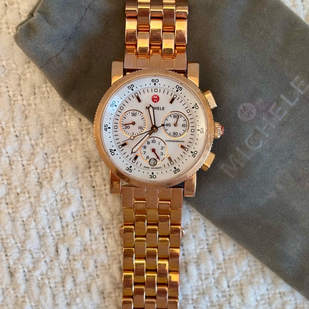 Michele Rose Gold Chronograph Watch